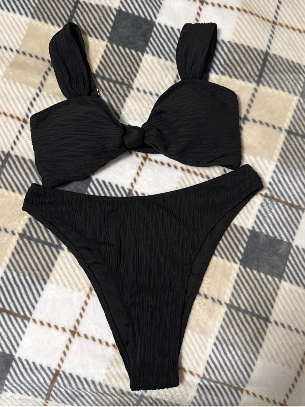 Zaful Black Ribbed Bikini Set - Picture 2 of 3